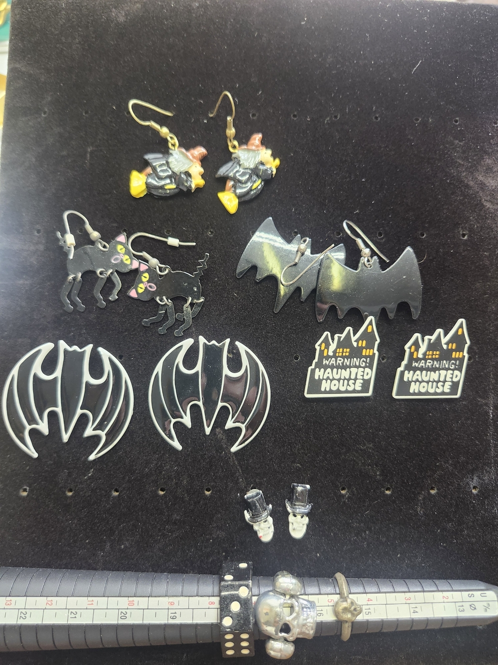 Halloween Bat & Haunted House Kids Toy Earrings Holiday Jewelry